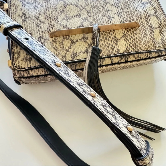 Brian Atwood Cream Snakeskin Leather Crossbody Bag - Picture 4 of 14